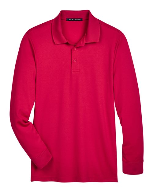 Load image into Gallery viewer, Devon &amp; Jones DG20L Men's CrownLux Performance® Plaited Long Sleeve Polo - Red
