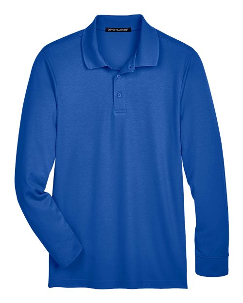 Load image into Gallery viewer, Devon &amp; Jones DG20L Men's CrownLux Performance® Plaited Long Sleeve Polo - True Royal
