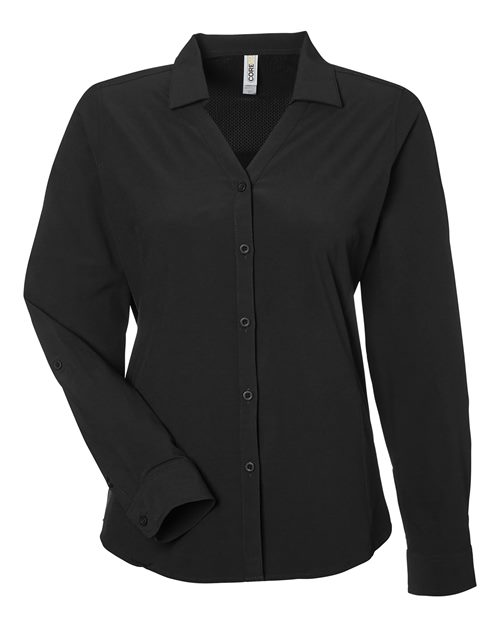 Load image into Gallery viewer, CORE365 CE510LW Women's Ultra UVP® Marina Shirt - Black
