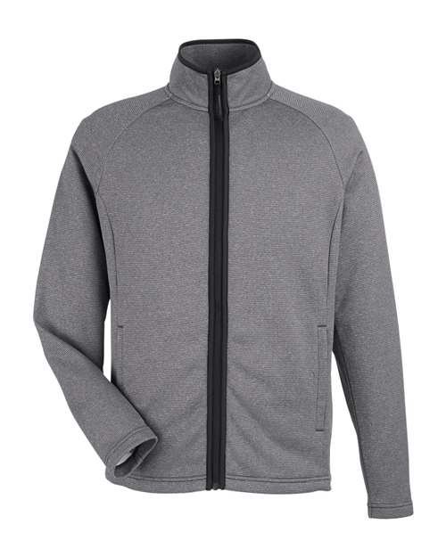 CORE365 CE72 Men's Venture Heathered Stripe Full-Zip Jacket - Black/ White