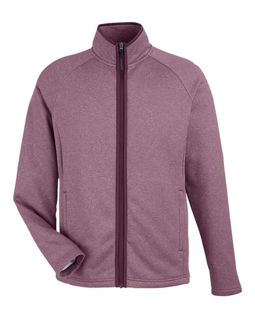 CORE365 CE72 Men's Venture Heathered Stripe Full-Zip Jacket - Burgundy/ White
