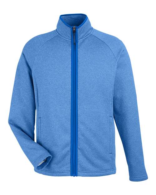 CORE365 CE72 Men's Venture Heathered Stripe Full-Zip Jacket - True Royal/ White