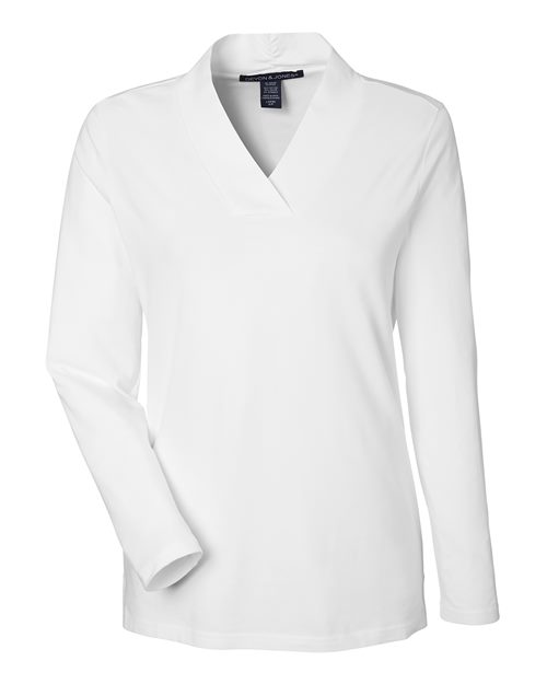 Load image into Gallery viewer, Devon &amp; Jones DP121W Women's Raleigh Shawl Collar Knit Top - White
