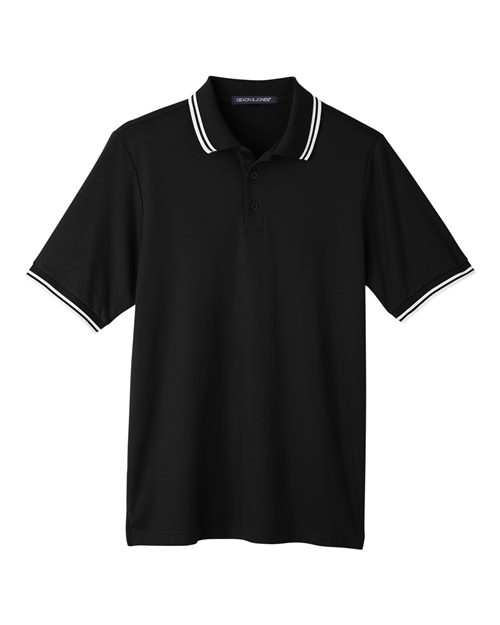 Devon & Jones DG20C Men's CrownLux Performance® Plaited Tipped Polo - Black/ White