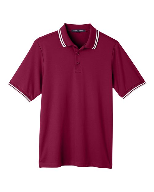 Devon & Jones DG20C Men's CrownLux Performance® Plaited Tipped Polo - Burgundy/ White