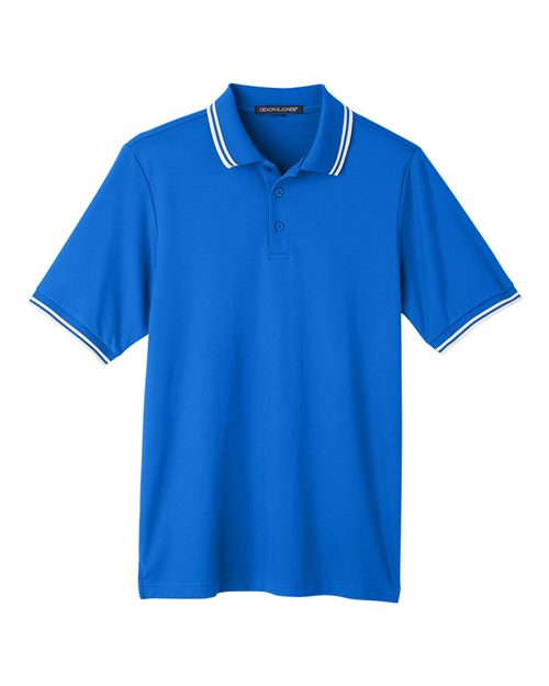 Load image into Gallery viewer, Devon &amp; Jones DG20C Men's CrownLux Performance® Plaited Tipped Polo - French Blue/ White
