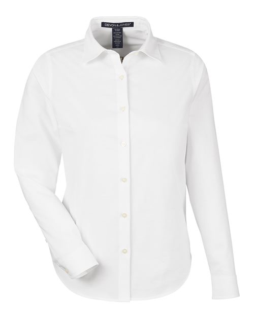 Devon & Jones DG505W Women's CrownLux Performance® Spencer Poplin Dress Shirt - White