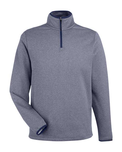 CORE365 CE73 Men's Venture Heathered Stripe Quarter-Zip Pullover - Classic Navy/ White