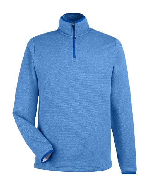 CORE365 CE73 Men's Venture Heathered Stripe Quarter-Zip Pullover - True Royal/ White