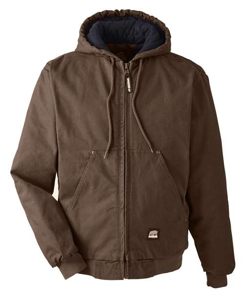 Load image into Gallery viewer, Berne Apparel HJ375 Men's Heartland Washed Cotton Duck Hooded Jacket - Bark
