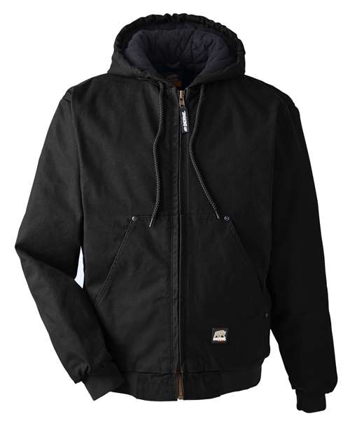 Berne Apparel HJ375 Men's Heartland Washed Cotton Duck Hooded Jacket - Black