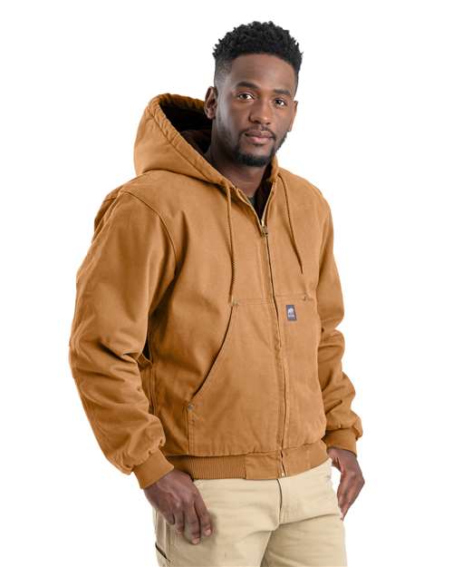 Berne Apparel HJ375 Men's Heartland Washed Cotton Duck Hooded Jacket - Brown Duck