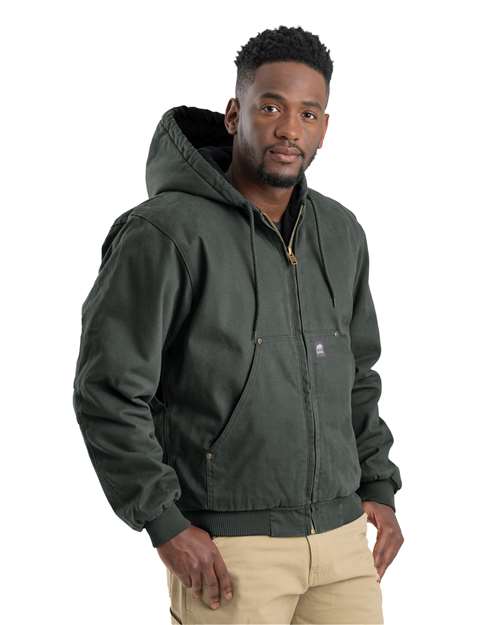 Load image into Gallery viewer, Berne Apparel HJ375 Men's Heartland Washed Cotton Duck Hooded Jacket - Moss
