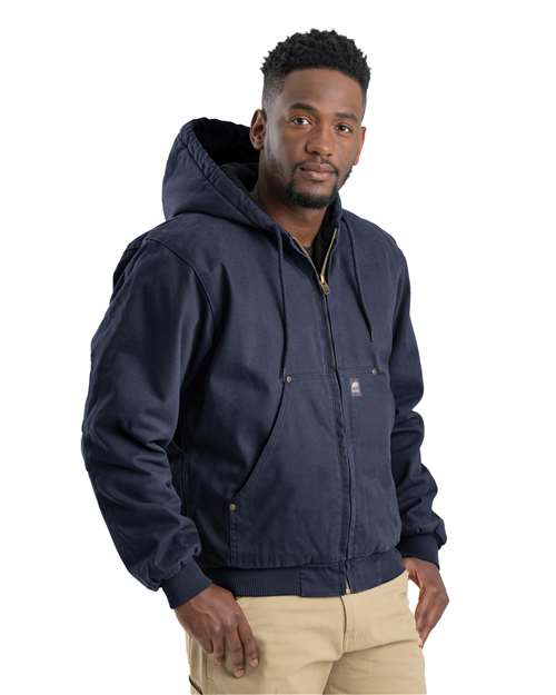 Load image into Gallery viewer, Berne Apparel HJ375 Men's Heartland Washed Cotton Duck Hooded Jacket - Navy
