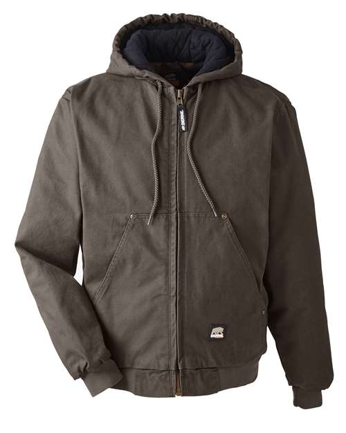 Berne Apparel HJ375 Men's Heartland Washed Cotton Duck Hooded Jacket - Olive Duck