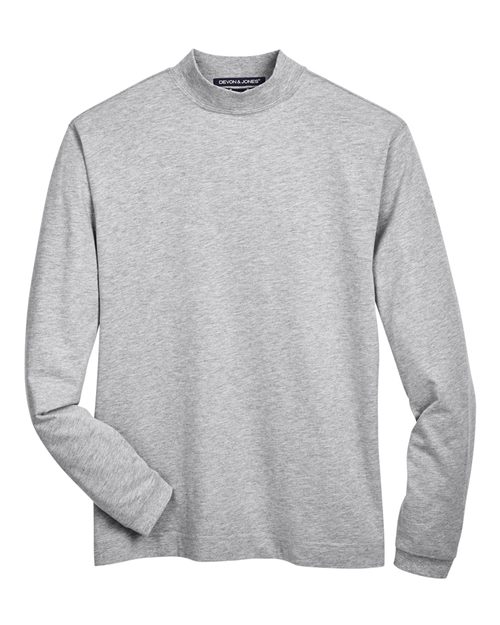 Devon & Jones D420 Unisex Sueded Jersey Mock Neck T-Shirt - Grey Heather