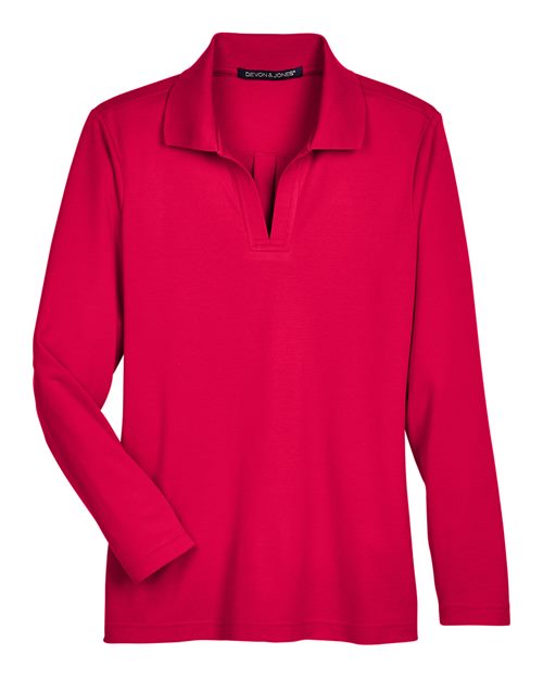 Load image into Gallery viewer, Devon &amp; Jones DG20LW Women's CrownLux Performance® Plaited Long Sleeve Polo - Red
