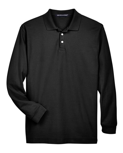 Load image into Gallery viewer, Devon &amp; Jones D110 Men's Pima Piqué Long Sleeve Polo - Black
