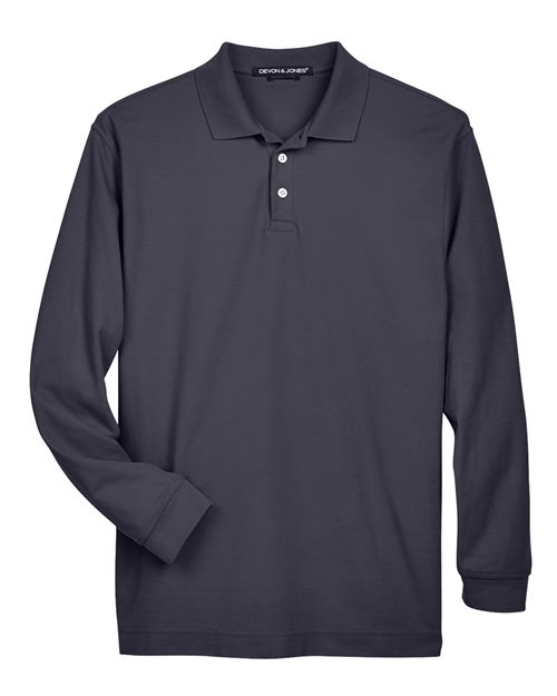 Devon & Jones D110 Men's Pima Piqué Long Sleeve Polo - Navy