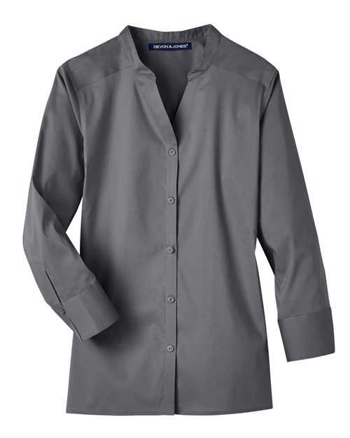 Devon & Jones DG560W Women's Crown Collection® Stretch Broadcloth Three-Quarter Sleeve Blouse - Graphite