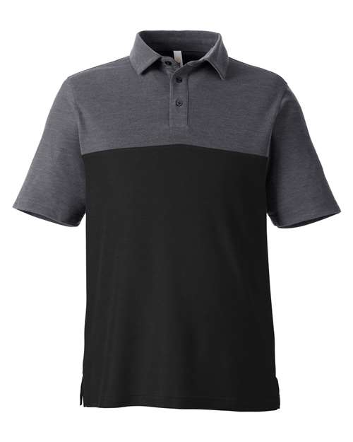 Load image into Gallery viewer, CORE365 CE112C Men's Fusion ChromaSoft™ Colorblock Polo - Black/ Carbon Heather

