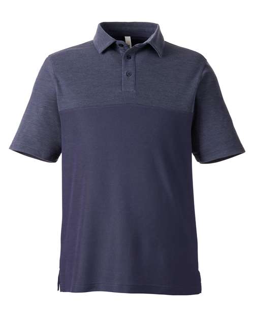 Load image into Gallery viewer, CORE365 CE112C Men's Fusion ChromaSoft™ Colorblock Polo - Classic Navy/ Classic Navy Heather
