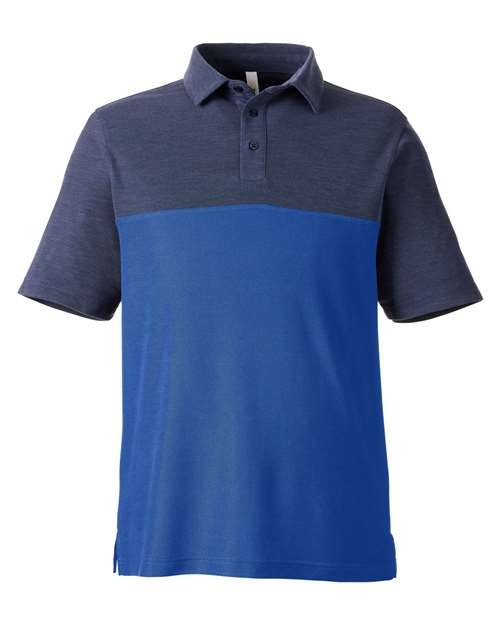 CORE365 CE112C Men's Fusion ChromaSoft™ Colorblock Polo - True Royal/ Classic Navy Heather