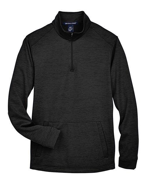 Devon & Jones DG798 Men's Newbury Mélange Fleece Quarter-Zip Pullover - Black Heather