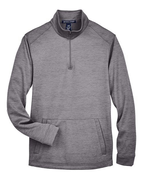 Devon & Jones DG798 Men's Newbury Mélange Fleece Quarter-Zip Pullover - Dark Grey Heather