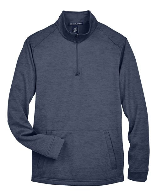 Devon & Jones DG798 Men's Newbury Mélange Fleece Quarter-Zip Pullover - Navy Heather