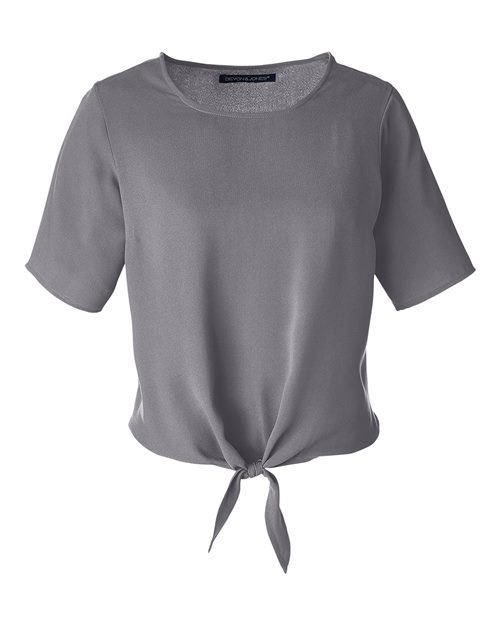 Load image into Gallery viewer, Devon &amp; Jones DP617W Women's Perfect Fit™ Tie Front Blouse - Graphite
