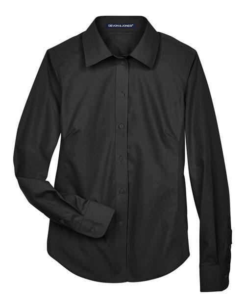 Load image into Gallery viewer, Devon &amp; Jones D620W Women's Crown Collection® Broadcloth Woven Dress Shirt - Black
