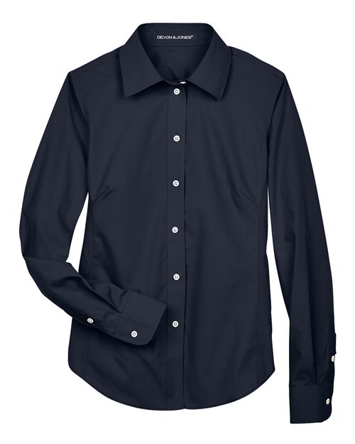 Load image into Gallery viewer, Devon &amp; Jones D620W Women's Crown Collection® Broadcloth Woven Dress Shirt - Navy
