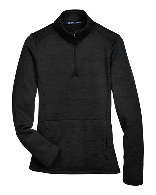 Devon & Jones DG798W Women's Newbury Mélange Fleece Quarter-Zip Pullover - Black Heather