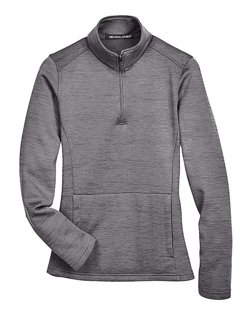 Devon & Jones DG798W Women's Newbury Mélange Fleece Quarter-Zip Pullover - Dark Grey Heather