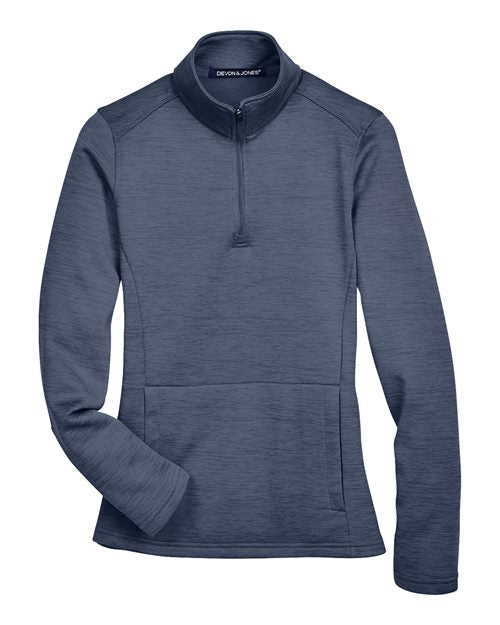 Load image into Gallery viewer, Devon &amp; Jones DG798W Women's Newbury Mélange Fleece Quarter-Zip Pullover - Navy Heather
