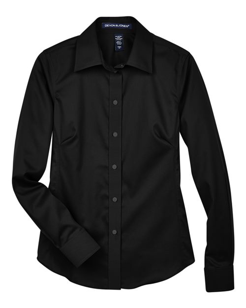 Devon & Jones DG530W Women's Crown Collection® Solid Stretch Twill Woven Dress Shirt - Black