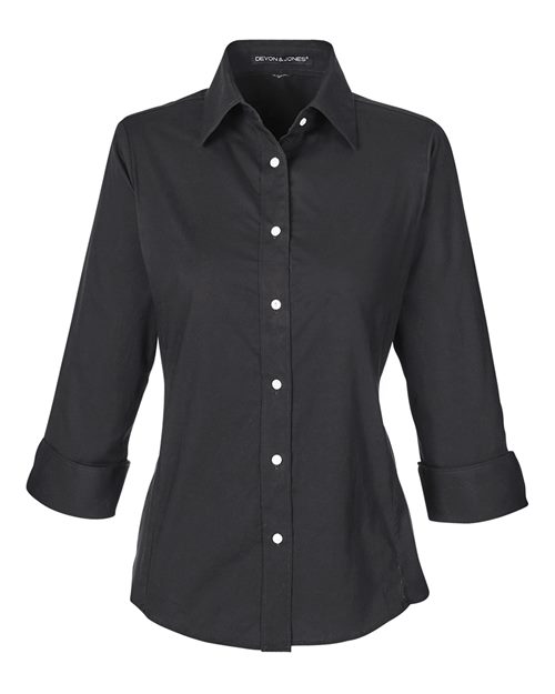 Devon & Jones DP625W Women's Perfect Fit™ Three-Quarter Sleeve Stretch Poplin Dress Shirt - Black