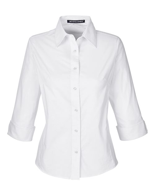 Load image into Gallery viewer, Devon &amp; Jones DP625W Women's Perfect Fit™ Three-Quarter Sleeve Stretch Poplin Dress Shirt - White
