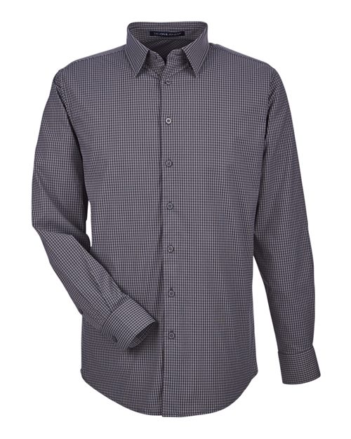 Devon & Jones DG535 Men's CrownLux Performance® Tonal Mini Check Woven Dress Shirt - Carbon