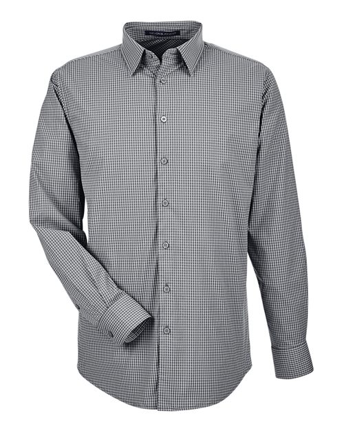 Devon & Jones DG535 Men's CrownLux Performance® Tonal Mini Check Woven Dress Shirt - Graphite