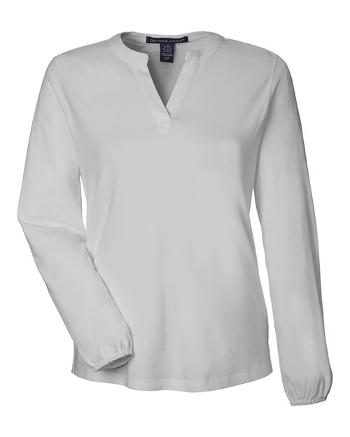 Load image into Gallery viewer, Devon &amp; Jones DP122W Women's Raleigh Half-Placket Knit Top - Grey
