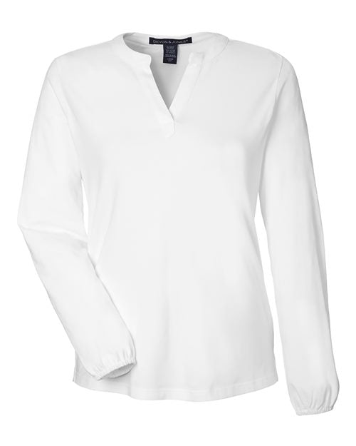 Load image into Gallery viewer, Devon &amp; Jones DP122W Women's Raleigh Half-Placket Knit Top - White
