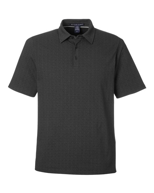 Devon & Jones DG101 Men's Crownlux Performance® Geo Polo - Black/ Graphite