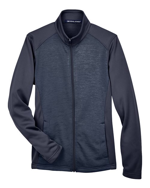 Devon & Jones DG796W Women's Newbury Colorblock Mélange Fleece Full-Zip Jacket - Navy/ Navy Heather