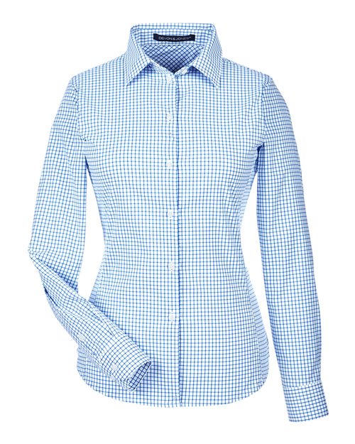 Load image into Gallery viewer, Devon &amp; Jones DG540W Women's CrownLux Performance® Micro Windowpane Woven Dress Shirt - French Blue/ White
