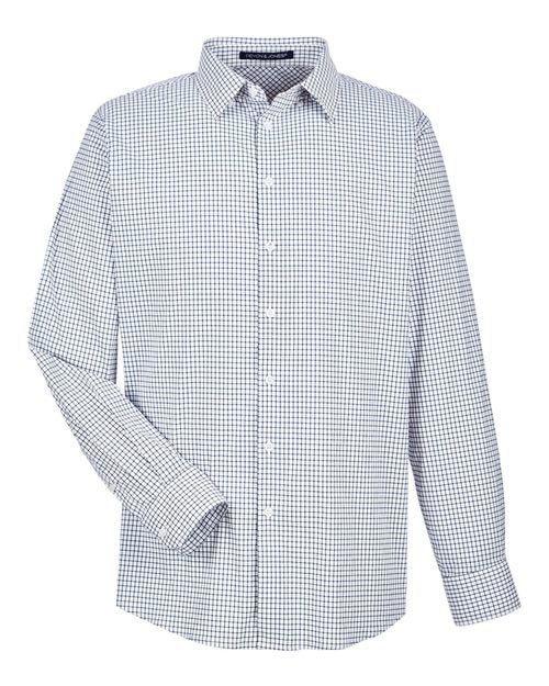 Load image into Gallery viewer, Devon &amp; Jones DG540 Men's CrownLux Performance® Micro Windowpane Woven Dress Shirt - Navy/ White
