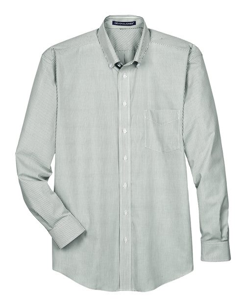 Devon & Jones D645 Men's Crown Collection® Banker Stripe Woven Dress Shirt - Dill