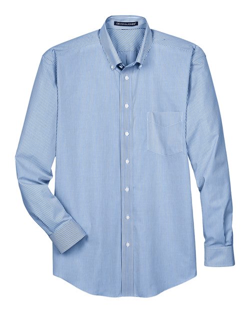 Devon & Jones D645 Men's Crown Collection® Banker Stripe Woven Dress Shirt - French Blue