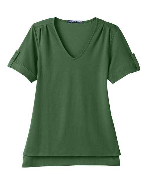 Devon & Jones DG20WB Women's CrownLux Performance® Plaited Rolled Sleeve Shirt - Forest